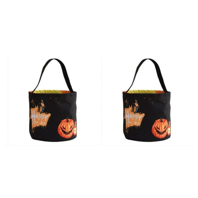 Transemion Sac de Rangement pour Bonbons d'Halloween Sacs-Cadeaux Décoration Organisation Fête Noir 2 Ensembles