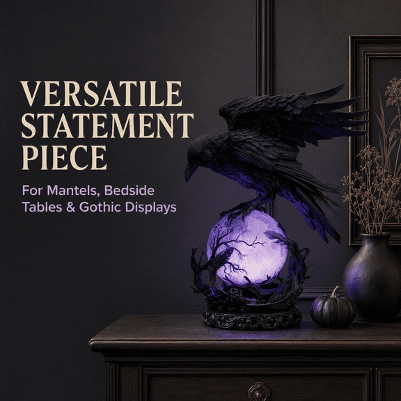 Mysterious Crow LED Light Sculpture, Gothic Style Luminous Sculpture with Crow Design, Creative LED Light Decor, Home Study & Gothic-themed Decor, Unique Art Piece Emits Soft Glowing Light, A, 1pcs