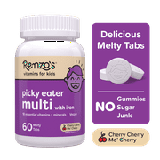 Renzos Vitamins Picky Eater Kids Multivitamin with Vitamin D3 K2 and More, Melty Tablet for Kids - Cherry Flavored, 60 Count