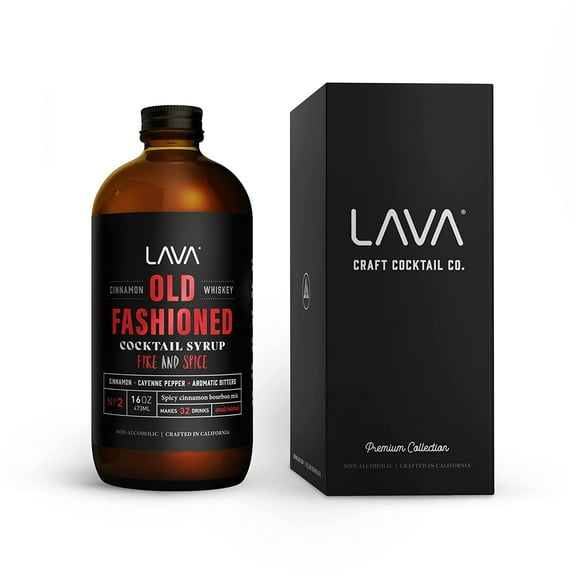 LAVA Premium Fire & Spice Cinnamon Whiskey Spicy Old Fashioned Cocktail Mix 16oz, Makes 32 Cocktails, Made with Aromatic Bitters, Demerara, Cinnamon, Cayenne.