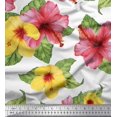 thumbnail image 1 of Soimoi White Cotton Duck Fabric Leaves & Floral Print Fabric by the Yard 42 Inch Wide, 1 of 3
