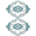 thumbnail image 1 of 2 Paquetes Salvamanteles de Encaje Retro 12X17 Pulgadas Ovalado Unique Bargains Color Verde Oscuro, 1 of 7