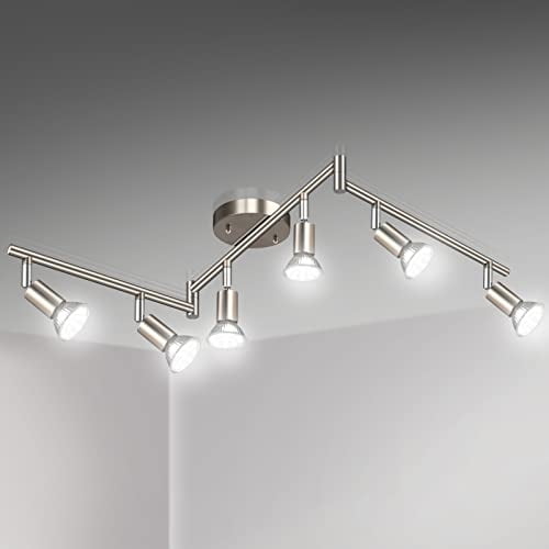 Kit de iluminación de pista LED Unicozin de 6 luces, níquel mate Iluminación en el techo de 6 vías, con rotación flexible