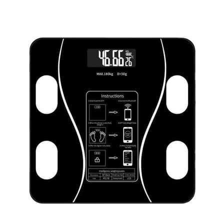 Smart Scale Digital Bathroom Scale with BMI, Body Fat, Muscle Mass, LCD Display, 396 lb Capacity, Black, White