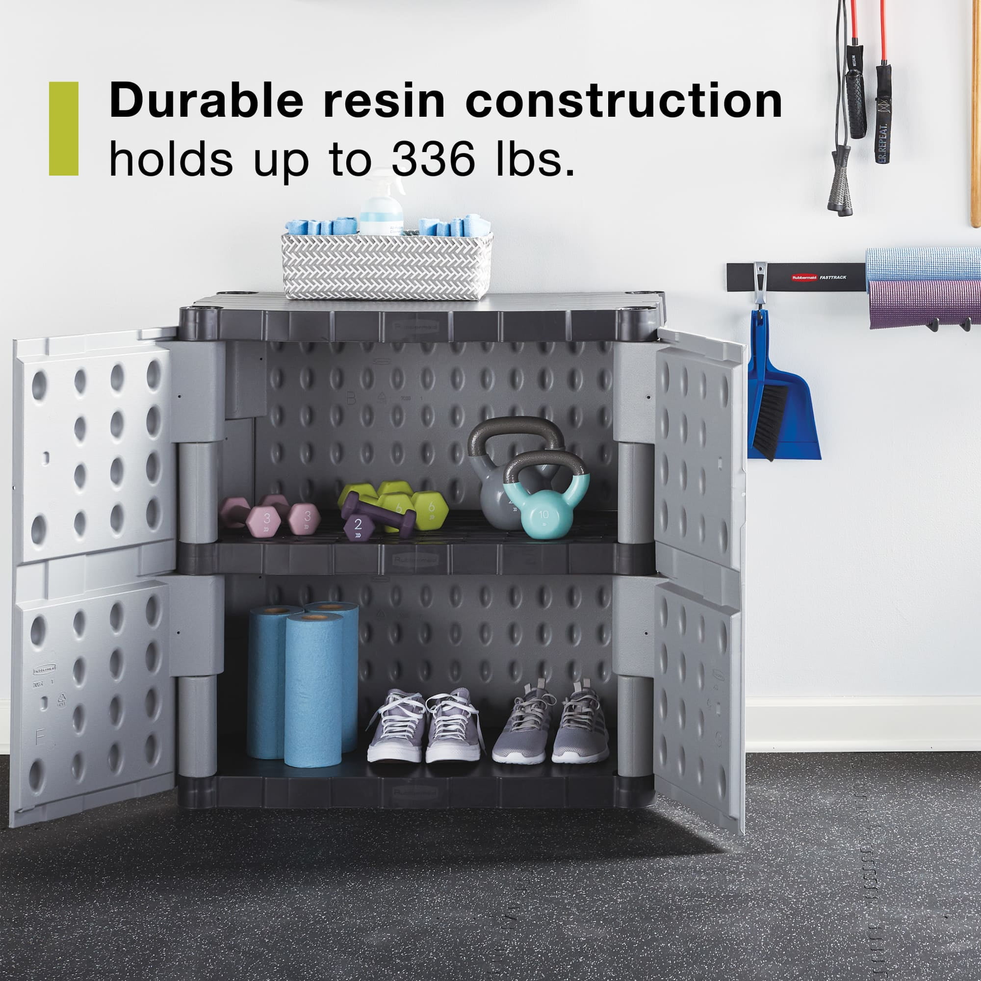 Rubbermaid Garage Storage Resin Base Cabinet, Gray