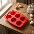 thumbnail image 4 of Silicone Baking Mold 6 Cup Flower Shaped 12X8 Inch Red Silicone Cupcake Pan for Homemade Muffins Dessert Baking Supplies for Home Kitchen Diy Baking, 4 of 6