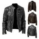 thumbnail image 5 of Chaqueta de cuero para hombre de estilo europeo y americano, chaqueta de cuero de motociclista punk con cuello alto para jóvenes y hombres, 5 of 6