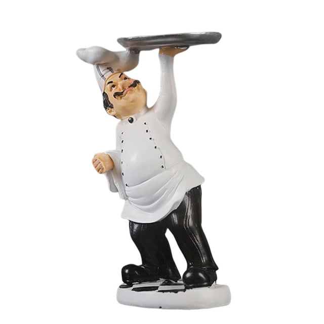 Advancent French Chef Figurine Kitchen Ornaments Resin Tray Holding Cook Statue Decoración del hogar
