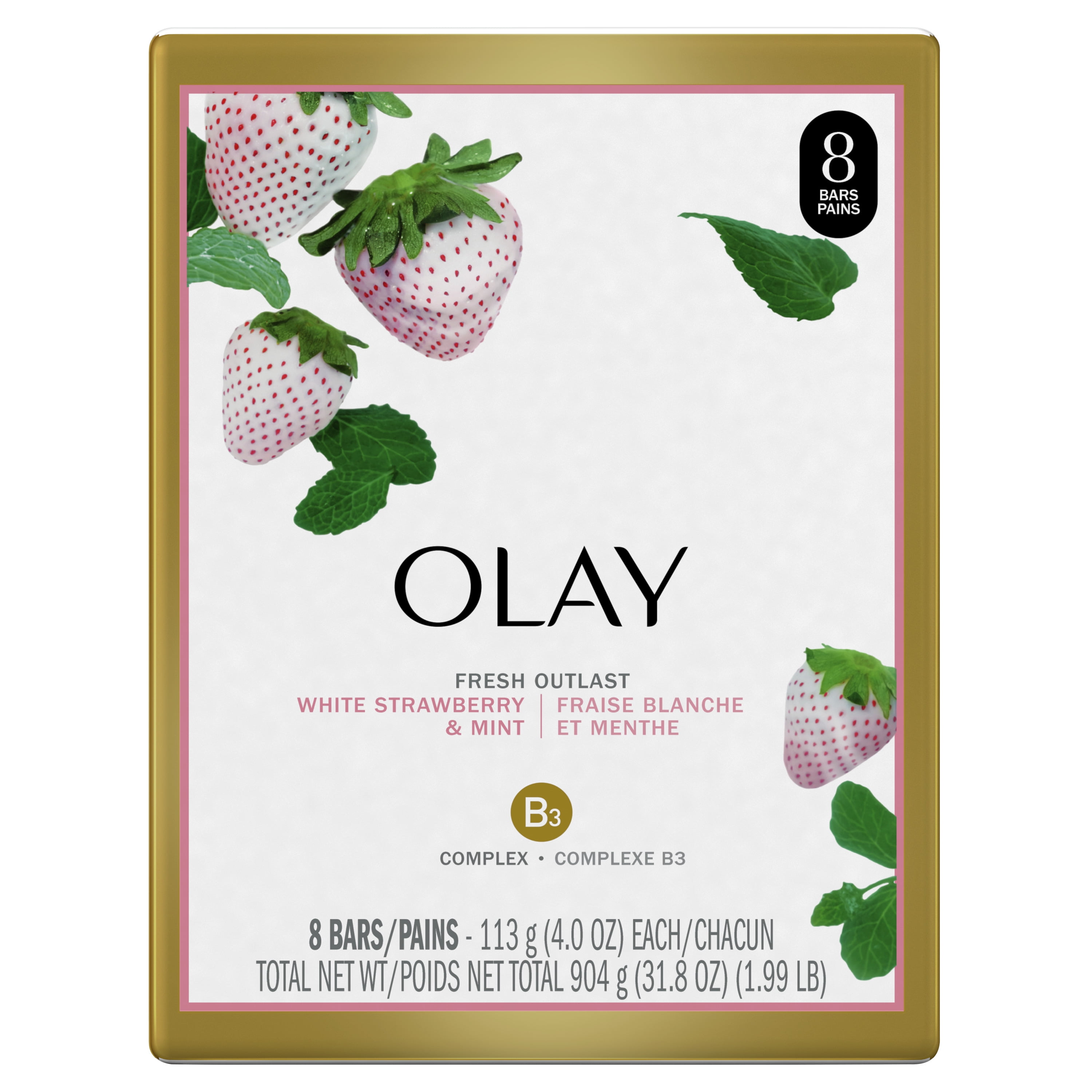 Olay Fresh Outlast Cooling White Strawberry & Mint Beauty Bar 113 g, 8 Ct