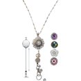 thumbnail image 1 of Shiyou Bobine de Badge Rétractable, Lanière Ronde à Bouton-Pression Interchangeable pour Femmes, Forte, Porte-Cartes d'Identité, Clés Enseignant Infirmière Croisière Porte-Clés, Lanière en Acier Inoxydable, 34 Pouces, 1 of 4