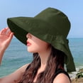 thumbnail image 2 of GDREDA Chapeaux de Soleil Mode Grand Bord Queue de Cheval Ajustable Plage Hat Sun Hat, Vert Armée, 2 of 3