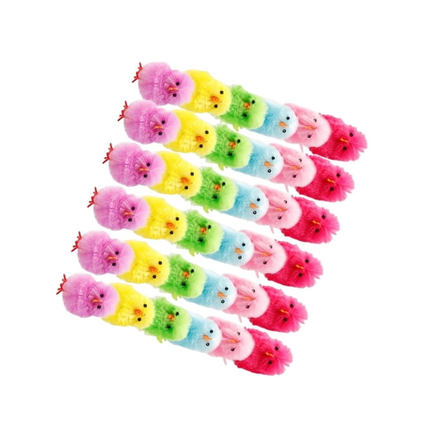 Bewildely Coloridos pollitos de Pascua de chenilla, paquete de 36 para capó de cesta y diversión en la fiesta Kits de decoración para fiestas
