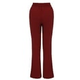 thumbnail image 4 of Plus Size Pants Women Cotton and Linen Solid Drawstring Elastic Waist Long Straight Pants, 4 of 6