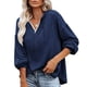 thumbnail image 2 of Mujeres con capucha Top encaje empalme cuello en V hombro caído cordón suéter suelto sudaderas para dama, 2 of 5