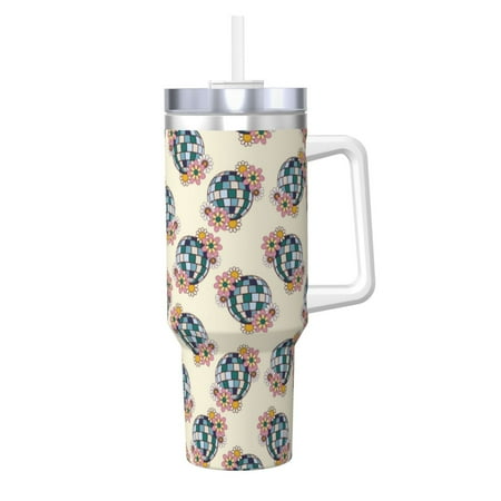 

Lukts 70s Disco Ball for 40OZ Ice Cup with Handle Stainless Steel Vacuum Insulated Cup Suitable for Indoor and Outdoor Activities