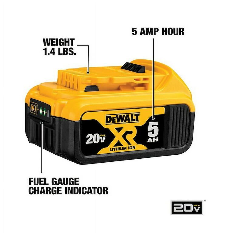 DEWALT 20 V 2 Pack 5 Amp Hour 5 Amp Hour Lithium ion Battery and Charger Charger Included Walmart