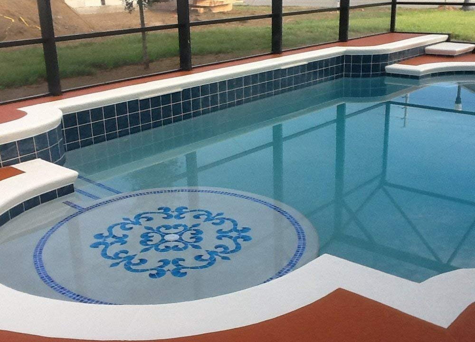 Artistry in Mosaics Tuscan Medallion Ceramic Swimming Pool Mosaic 42" x 42", Blue