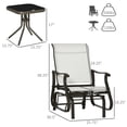 thumbnail image 2 of Cream White 3-Piece Gliding Rocker Chair Set with Bistro Table - Patio & Garden Outdoor Seating for Relaxing on Balconies & Patios, 2 of 7