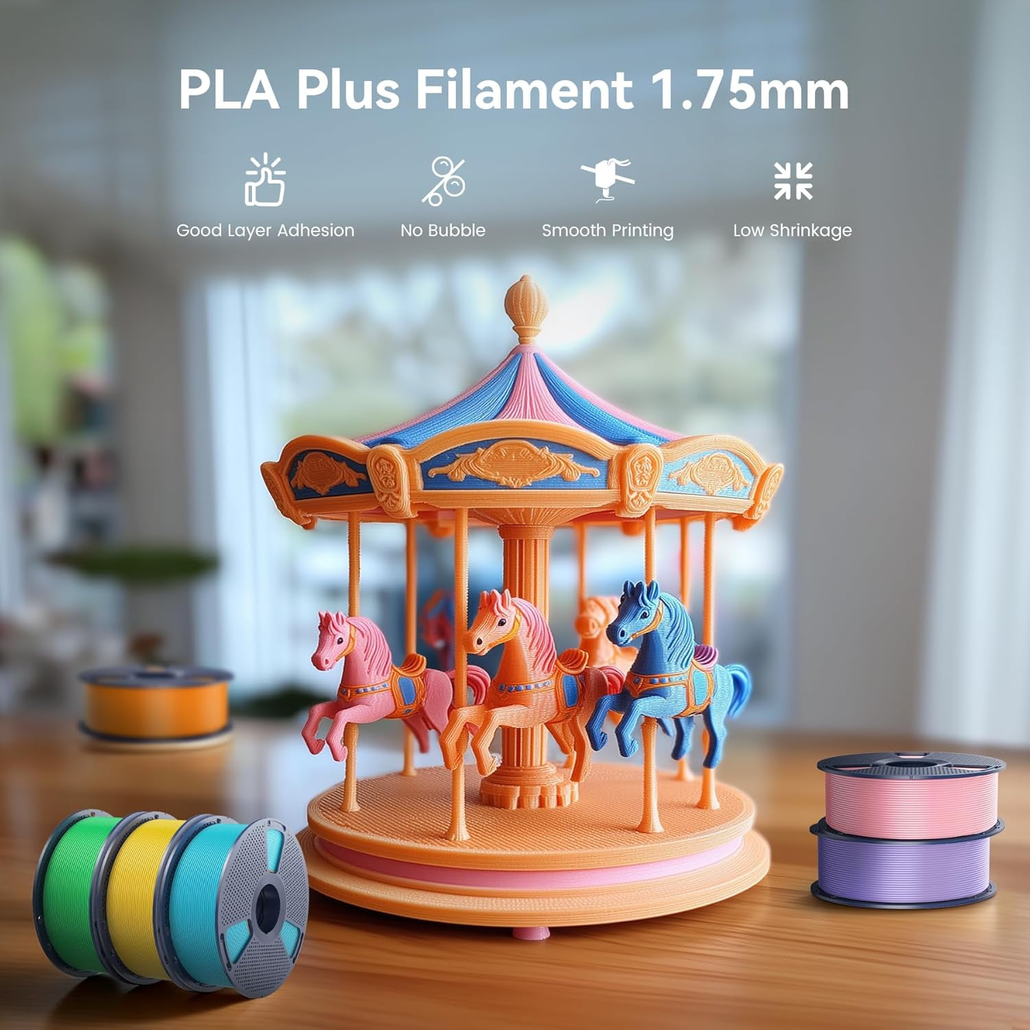 PLA Plus Filament 1.75mm Grey 1KG, Neatly Wound 3D Printer Filament 1.75mm, PLA+ 1000g, Dimensional Accuracy +/- 0.02 mm, Fit Most FDM 3D Printers, 1kg Spool (2.2lbs), Grey