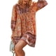 thumbnail image 5 of Lucakuins - Vestido de playa corto de verano para mujer, manga larga, cuello en V, estilo bohemio, vintage, floral Lucakuins  S-XL, 5 of 9
