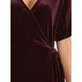thumbnail image 4 of Time and Tru Women's Velvet Wrap Midi Dress with Short Sleeves, Sizes XS-XXXL, 4 of 5