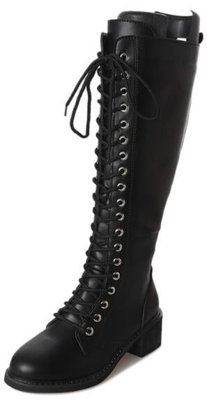 black knee high lace up boots uk