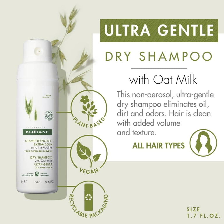 Klorane Dry Shampoo Powder with Oat Milk Non Aerosol Formula Eco friendly Loose Powder Paraben Sulfate Free 1.7 Oz