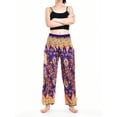 thumbnail image 3 of Bohotusk Purple Peacocks Eye Elasticated Smocked Waist Womens Harem Pants S/M Only, 3 of 8