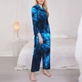 thumbnail image 3 of Fotbe Blue Fire Wolf Pattern Long Sleeve Pajama Set for Women,Sleepwear Set,2-piece Loungewear Set,Soft PJs Comfy Nightwear with Pockets -Large, 3 of 7