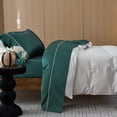 thumbnail image 4 of MooMee Sheet Set Queen 600TC 100% Long-Staple Cotton Silky Sateen Smooth Luxury 4pcs(Forest Green), 4 of 6