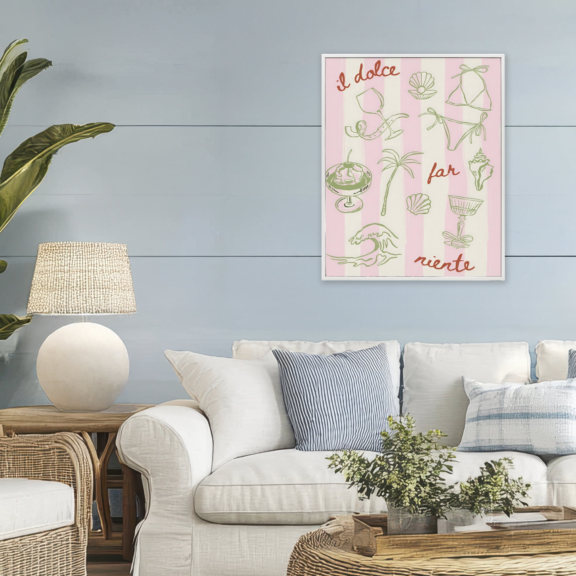 Stupell Industries Il Dolce Far Niente Beach Saying White Framed Giclee Art, design by The Prints Vibe