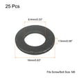 thumbnail image 2 of Uxcell M8 Carbon Steel Flat Washer, 8.4x16x1.5mm Black Oxidized Grade 8.8 Alloy Steel Fasteners, 25 Pack, 2 of 5