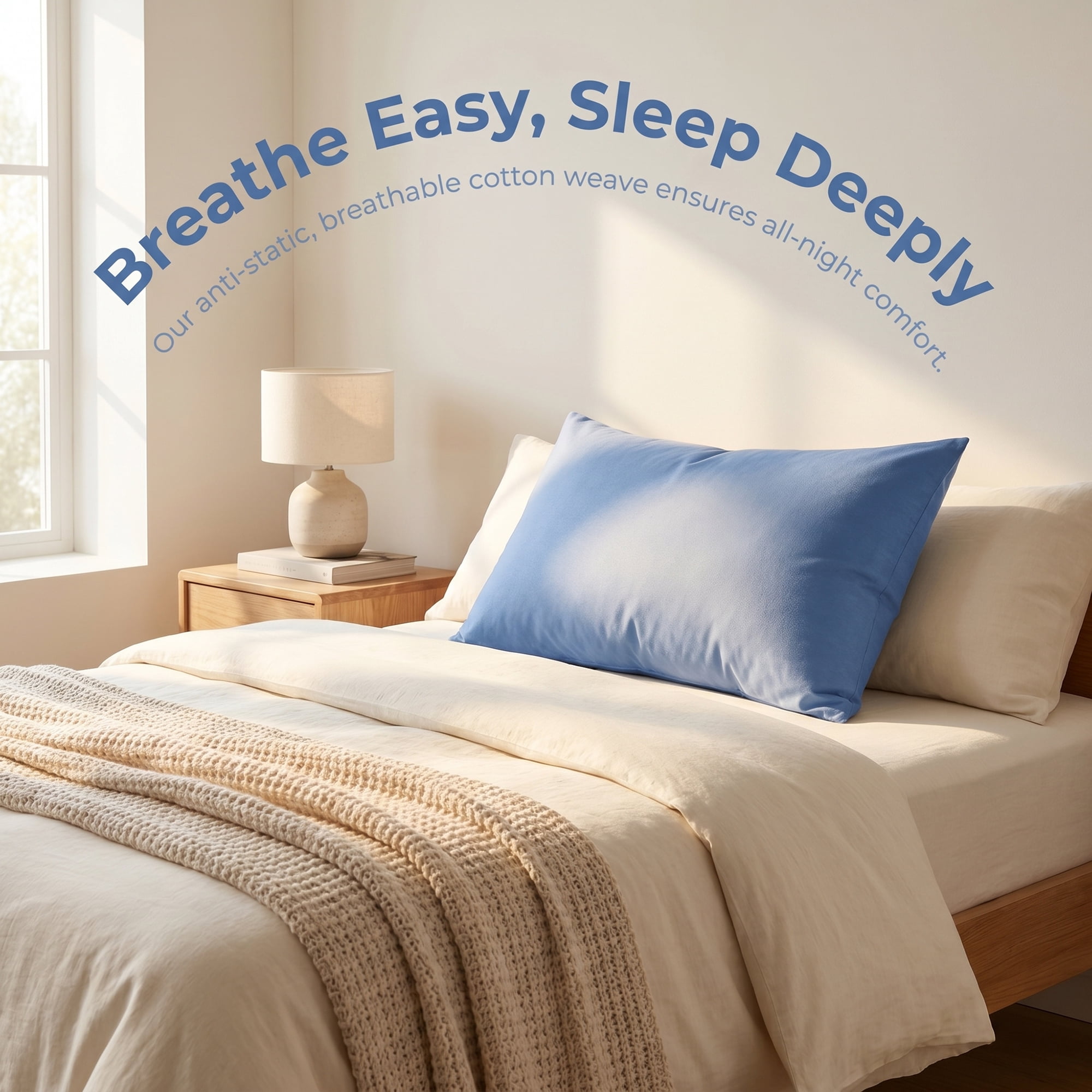 Unique Bargains Soft Waterproof Standard Size Zippered Pillow Protector Dark Blue