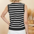 thumbnail image 4 of Kovlvoll Womens Tops Casual Sleeveless Loose Cardigan Button up Striped V-Neck Sweater Vests Top, 4 of 6