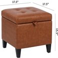 17 Inch Ottoman Small Foot Stool for Couch Faux Linen Upholstered