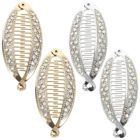 FELTECHELECTR 4Pcs Ponytail Holder Hair Clips Electroplate Fish Shape For Women Work