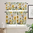 thumbnail image 2 of Summer Sunflower Kitchen Curtains and Valances Set, Rod Pocket Curtains Tier Farmhouse Window Curtains 24 Inch Length, Farmhouse Bee Floral Green Wooden 3 Piece Kitchen Curtains Set, 2 of 6