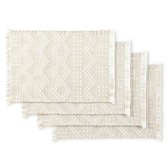 Better Homes & Garden Wisteria Vinyl Placemat Set, Beige, 14"W x 21"L, 4 Piece