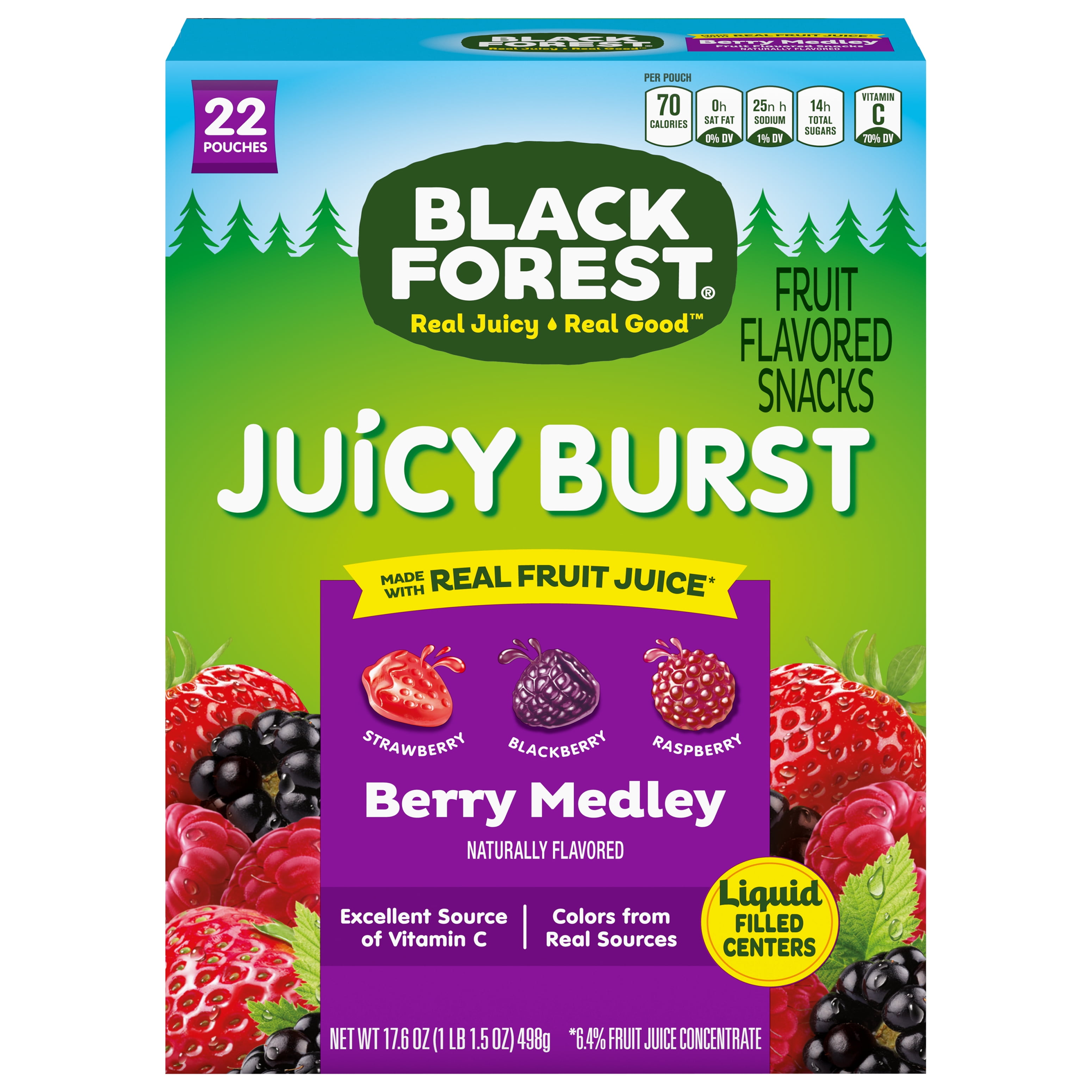 Black Forest Juicy Burst Berry Medley Fruit Snacks, 22 Count