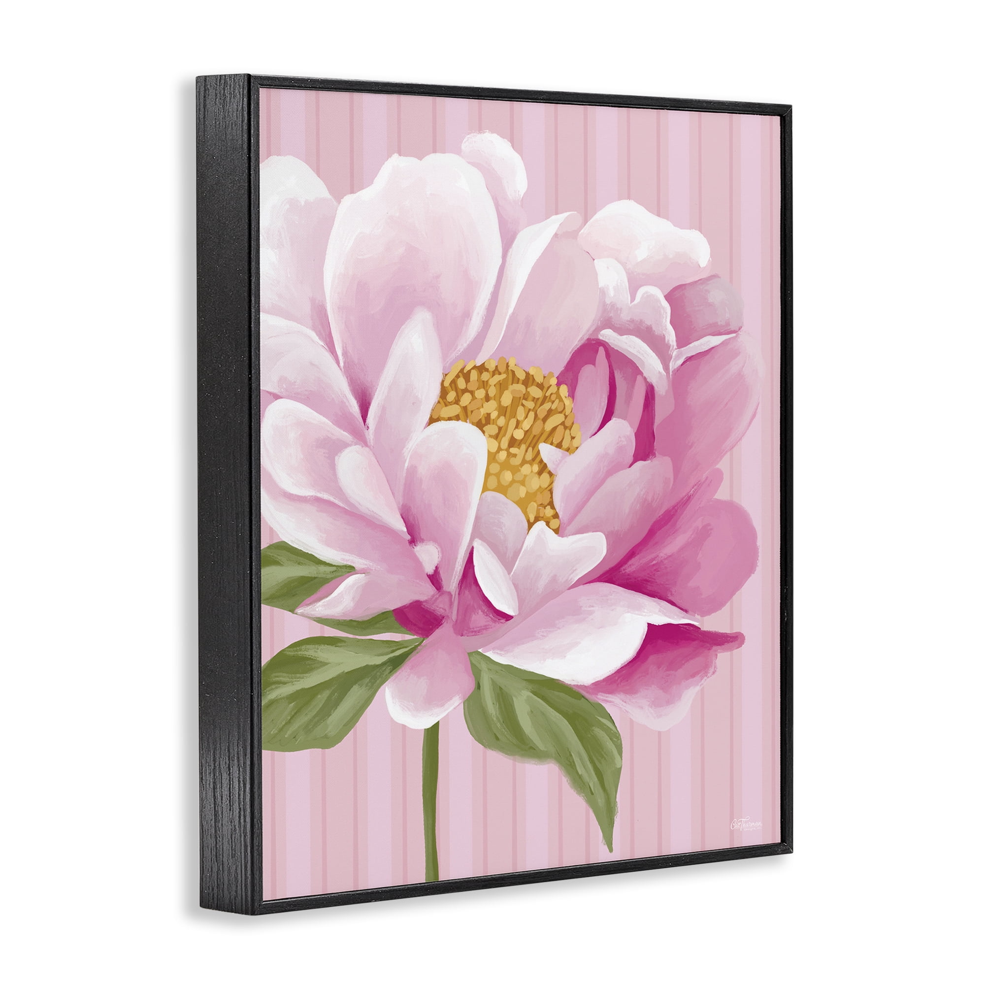 Stupell Industries Pink Carnation Bloom Botanical & Floral Painting Black Framed Art Print Wall Art, 16 x 20