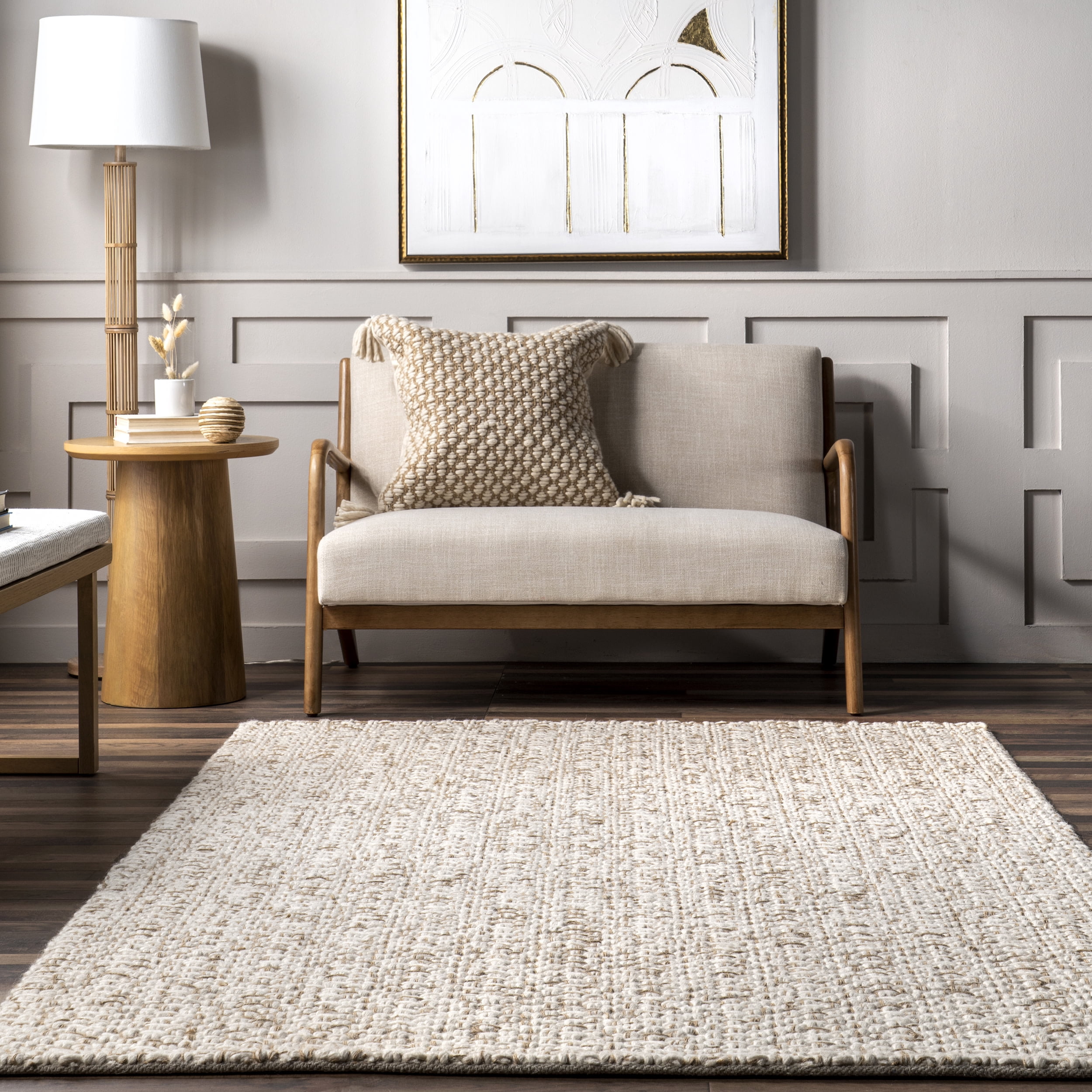 nuLOOM Enida Casual Farmhouse Wool Blend Area Rug, 7' 6" x 9' 6", Ivory