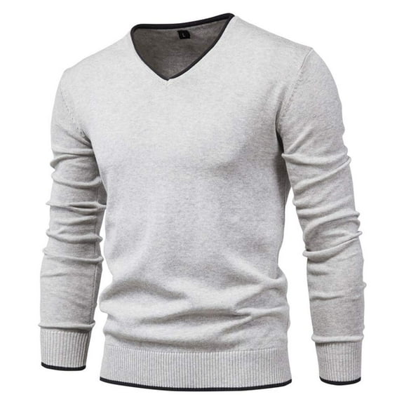 Sherrylily Men V Neck Sweater Knitted Jumper Long Sleeve Pullover