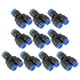 thumbnail image 1 of Conectores de aire de empuje 5/16"x1/4"x1/4" tipo Y, conector rápido de línea de aire de plástico, 10 piezas, tono azul, negro y plateado., 1 of 7