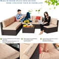thumbnail image 4 of Patio Furniture Set, Walsunny 7 Piece All Weather Outdoor Sectional Sofa, Wicker Patio Conversation Set with Cushions and Tempered Glass Table for Backyard Porch, Khaki, 4 of 7
