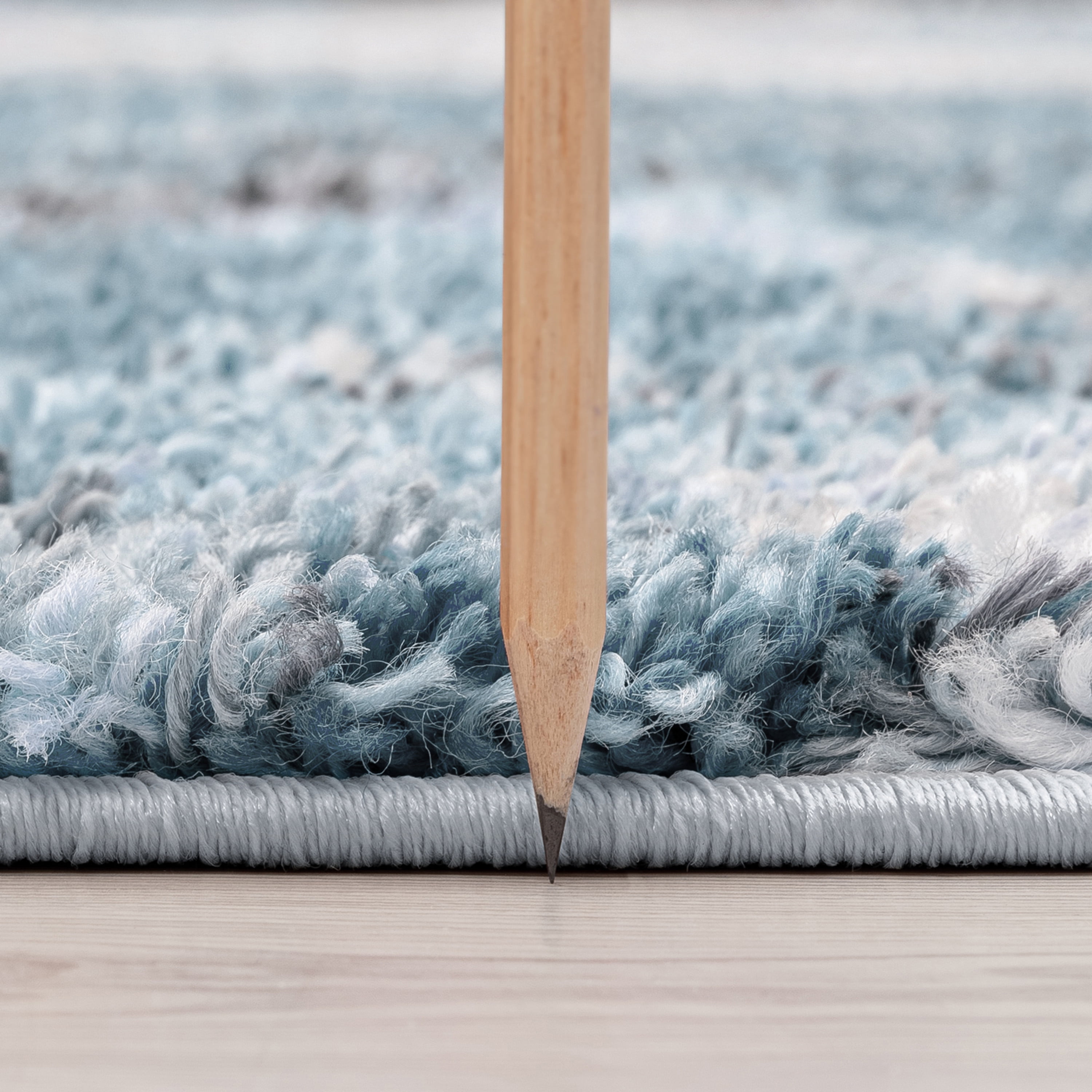 Shag 2x8 Area Rug Thick (2'2'' x 7'3'') Geometric Blue, White Indoor Runner Easy to Clean