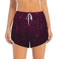 thumbnail image 2 of Gukieu Dark Purple Glitter Print Women's Sports Shorts with Drawstring Elastic Waistband for Running, Yoga, Fitness-XX-Large, 2 of 7