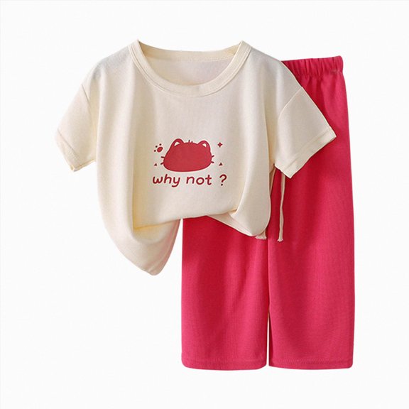 CAICJ98 Boy Toddler Baby Summer Clothes 3 6 12 18 Months 2T 3T 4T 5T Girls Outfits Cute Cotton Sports T-Shirt Shorts Set Casual (Red,7-8 Years)