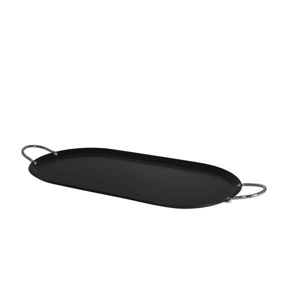 IMUSA 17in Carbon Steel Nonstick Oval Comal with Metal Handles, Black
