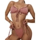 thumbnail image 2 of Txlixc Conjunto de traje de baño dividido para mujer, bikini con volantes+bragas con cordones+cobertores de malla Txlixc Moda, 2 of 8