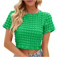thumbnail image 1 of Blouse d'Été Décontractée pour Femme à Manches Courtes, Col Rond, Crop Top, T-Shirt à devant Torsadé, 1 of 6